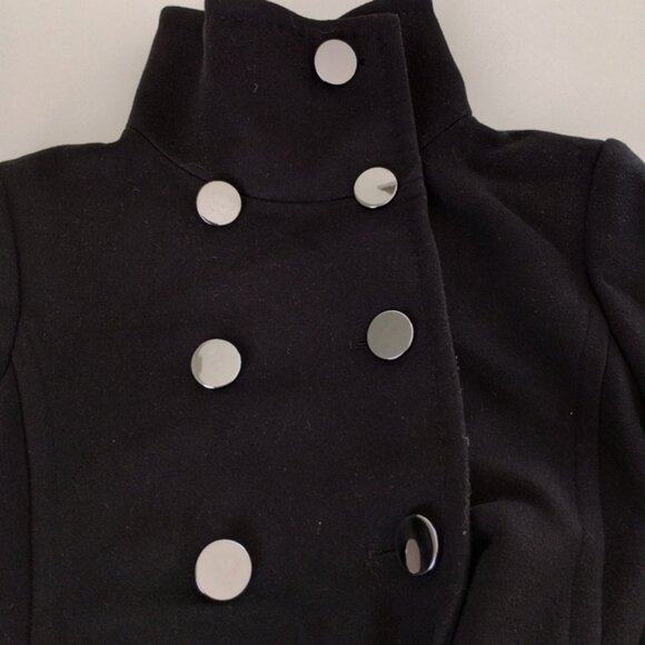 T. Babaton Virgin Wool Coat Small Black Classic Office Winter Coquette Neutral - Picture 6 of 13